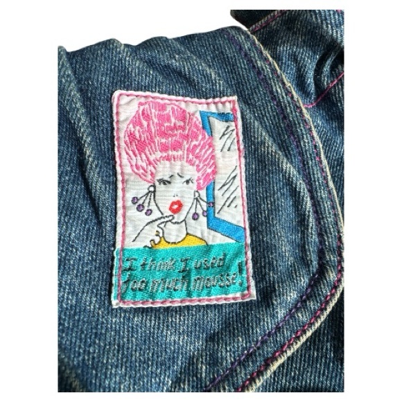 Vintage Denim Purse with Cartoon Comic Patches - Picture 3 of 10